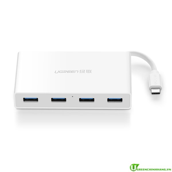 Bộ chuyển đổi USB Type-C sang hub USB 3.0 4 cổng màu trắng Ugreen - 30278