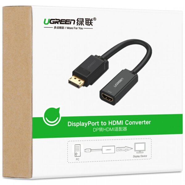 Bộ chuyển đổi DisplayPort sang HDMI hỗ trợ 4K, màu đen Ugreen - 40363