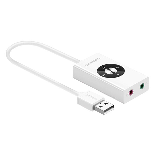 Đầu chuyển đổi USB 2.0 sang cổng âm thanh màu trắng Ugreen - 30448
