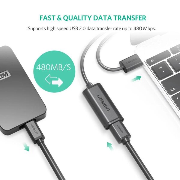 Cáp dữ liệu USB 2.0 nối dài truyền dữ liệu giữa máy tính và ổ cứng USb có chipset dài 10M Ugreen - 10321