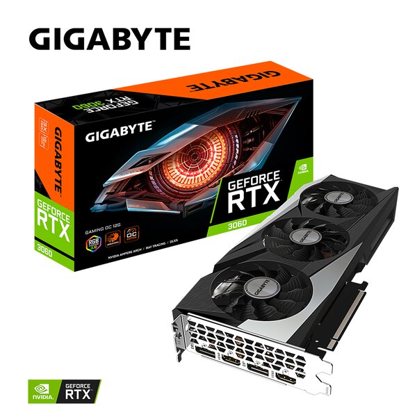 Card Màn Hình Gigabyte 12GB RTX3060 Gaming OC-12GD (12GB GDDR6, 192 bit, HDMI x2 / DP x2)