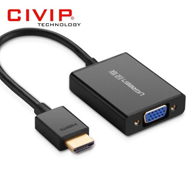 Cáp chuyển đổi HDMI to VGA Audio hỗ trợ nguồn phụ Ugreen 40233