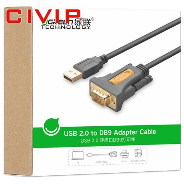 Cáp chuyển đổi USB to Com RS232 DB9 Ugreen 20211