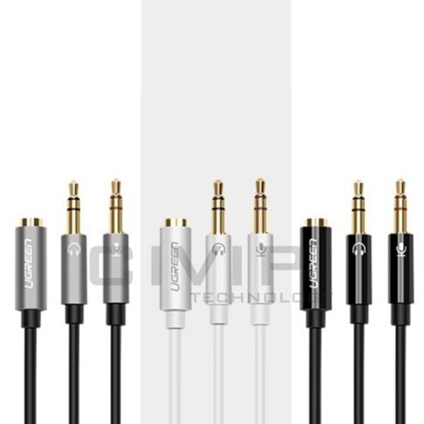 Cáp chuyển đổi Audio 3.5mm sang 2 đầu 3.5mm 1 mic 1 loa chính hãng Ugreen UG-20899