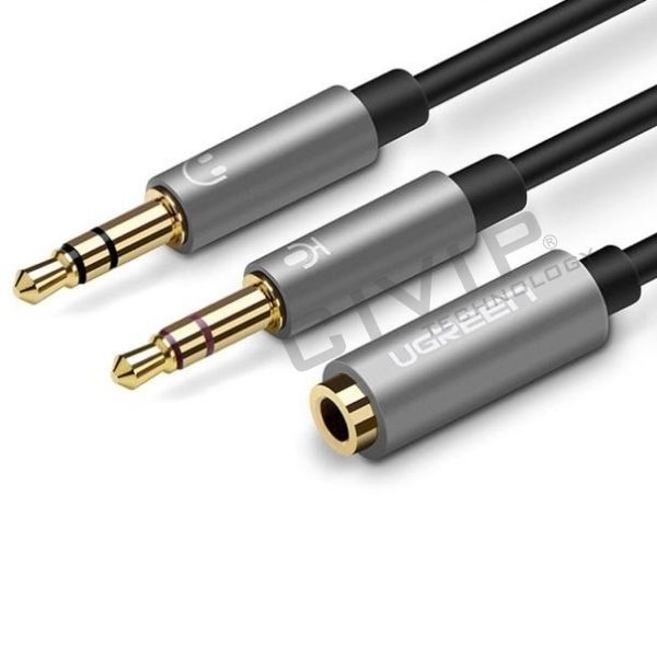 Cáp chuyển đổi Audio 3.5mm sang 2 đầu 3.5mm 1 mic 1 loa chính hãng Ugreen UG-20899