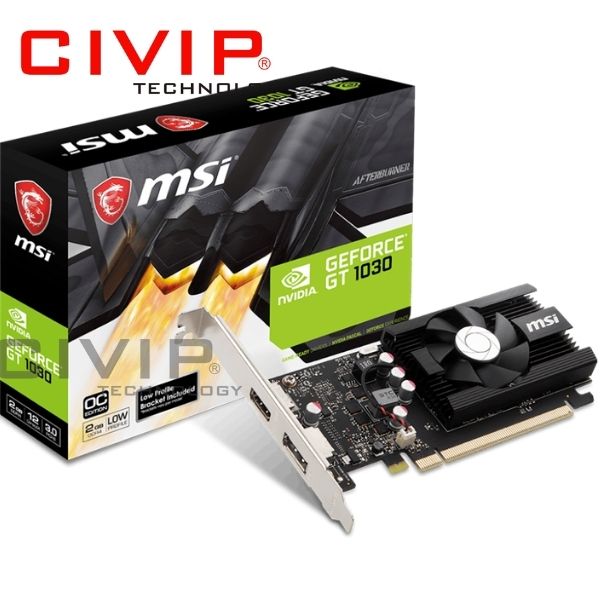 Card Màn Hình MSI GeForce GT 1030 2GD4 LP OC (2GB GDDR4, 64bit, 384 CUDA, HDMI/ DisplayPort)