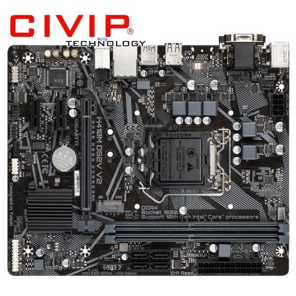 Mainboard Gigabyte H410M DS2V - V2  (Chipset Intel H470/Socket LGA1200/Ram DDR4/M-ATX/VGA - DVI D)