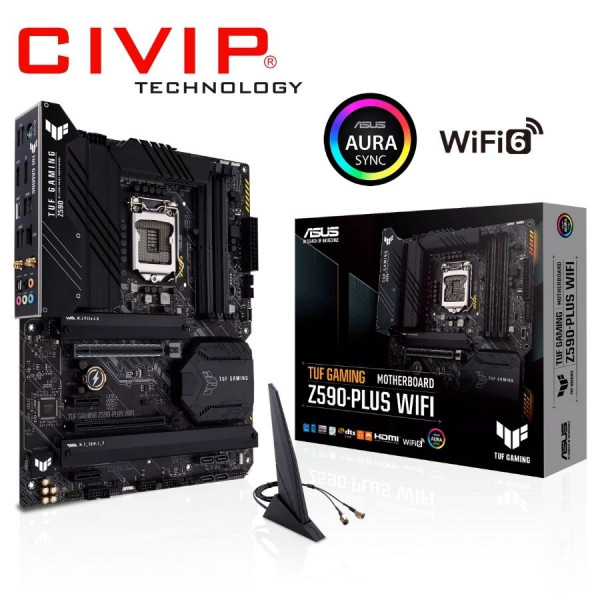 Mainboard ASUS TUF Gaming Z590 PLUS WIFI (Chipset Z590, CPU Intel LGA 1200, DDR4, ATX, Type C, HDMI / DP)