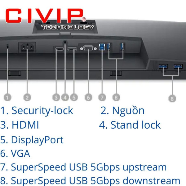 Màn Hình LCD Dell P2422H (24Inch, IPS FHD, 250 cd/m2, 5ms, 60Hz, VGA / HDMI / DP)