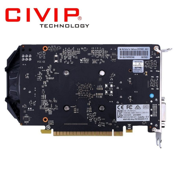 Card Màn Hình COLORFUL GTX 1050 Ti 4G -V (4GB, GDDR5, 128bit, CUDA 768, DVI / HDMI / DisplayPort)