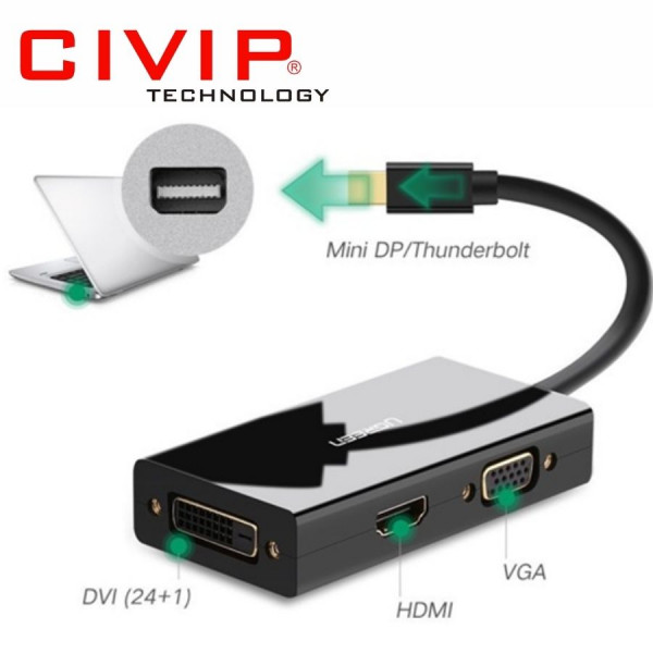 Cáp chuyển đổi Mini Displayport to HDMI/VGA/DVI hổ trợ 4K*2K Ugreen 20418