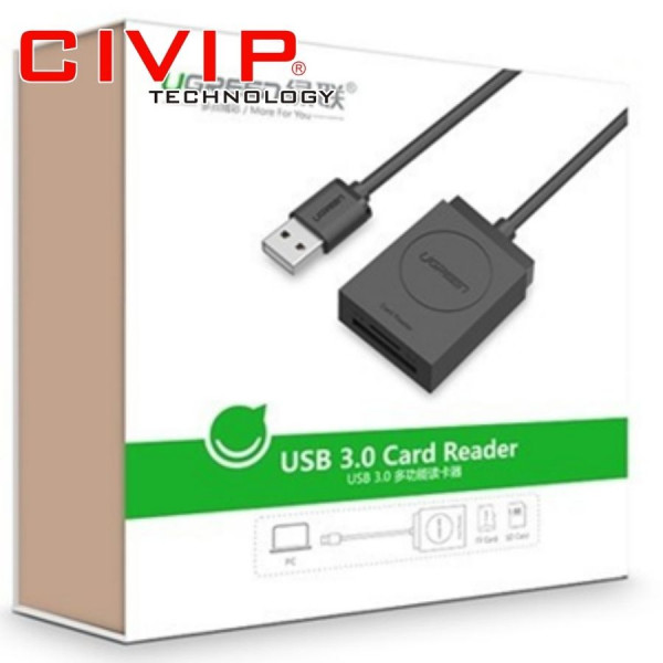 Đầu đọc thẻ USB 3.0 hỗ trợ SD/TF chính hãng Ugreen 20250