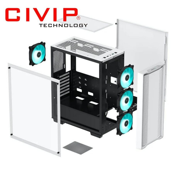 Case Deepcool CC560 - ATX - 4 FAN White (ATX, ITX, mATX)