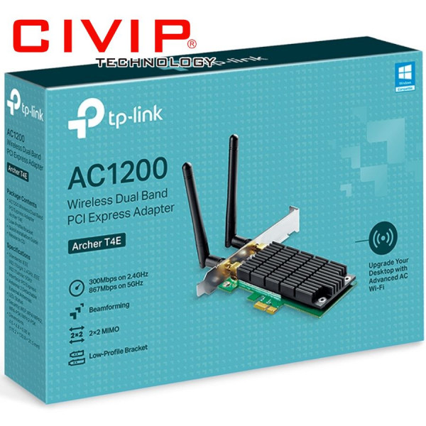 Card mạng TPLink Băng Tần Kép PCI Express AC1200 Archer T4E