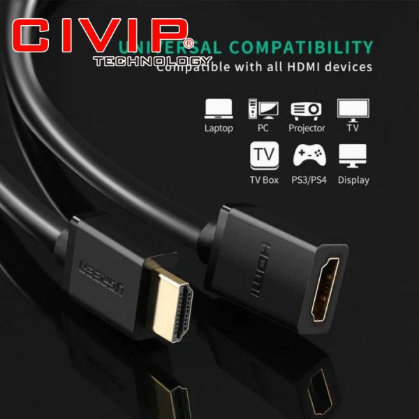 Cáp HDMI  2.1 nối dài 2M hổ trợ 2K 4K Ugreen 10142