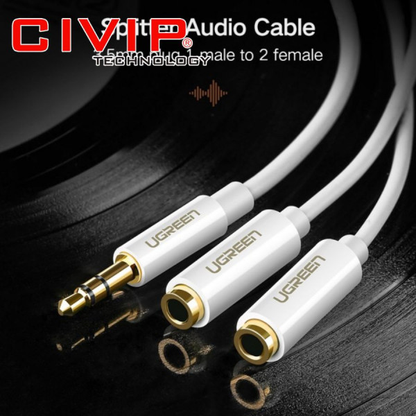 Cáp chia 2 cổng Audio 3.5mm dài 20cm Ugreen 10739