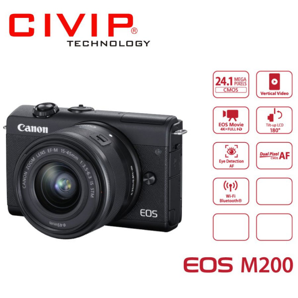 Máy ảnh Canon EOS M200 KIT (EF-M15-45MM F/3.5-6.3 IS STM)