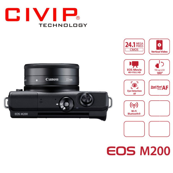 Máy ảnh Canon EOS M200 (EF-M15-45MM F/3.5-6.3 IS STM & EF-M22MM F/2 STM)