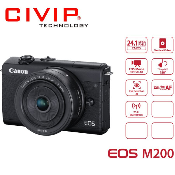 Máy ảnh Canon EOS M200 (EF-M15-45MM F/3.5-6.3 IS STM & EF-M22MM F/2 STM)