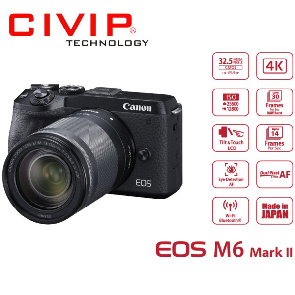 Máy ảnh Canon EOS M6 Mark II Kit 18-150mm