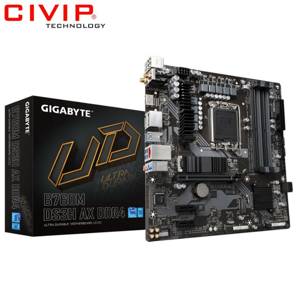 Mainboard Gigabyte B760M DS3H AX DDR4 (Chipset B760, Socket Intel LGA1700, DDR4, DP / HDMI / VGA, mATX)