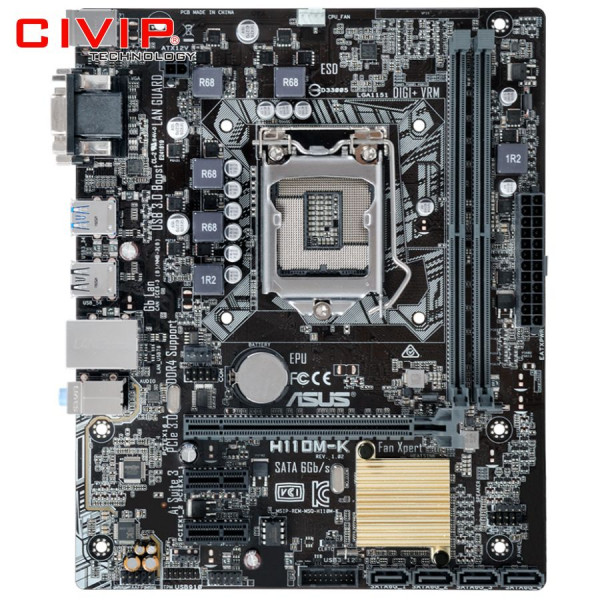Mainboard ASUS H110M-K (Chipset H110, Socket 1151, DDR4 2 khe Ram, VGA / DVI-D, m-ATX)