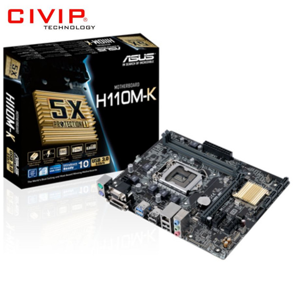 Mainboard ASUS H110M-K (Chipset H110, Socket 1151, DDR4 2 khe Ram, VGA / DVI-D, m-ATX)