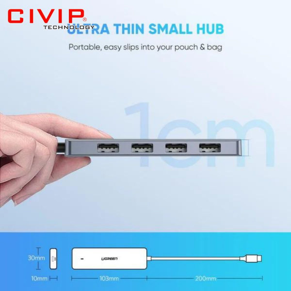 Bộ chia USB 3.0 1 ra 4 cổng Ugreen 50985