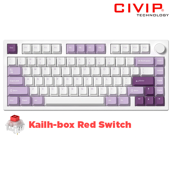 Bàn phím cơ GP75 Taro Purple, Kailh Box Red Switch