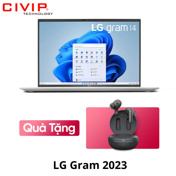 Laptop LG Gram 2023 14ZD90R-G.AX51A5 (i5-1340P/Ram 8GB/ 256GB, Intel Iris Xe, Màn hình 14 inch/ WUXGA / Non-OS/ White)