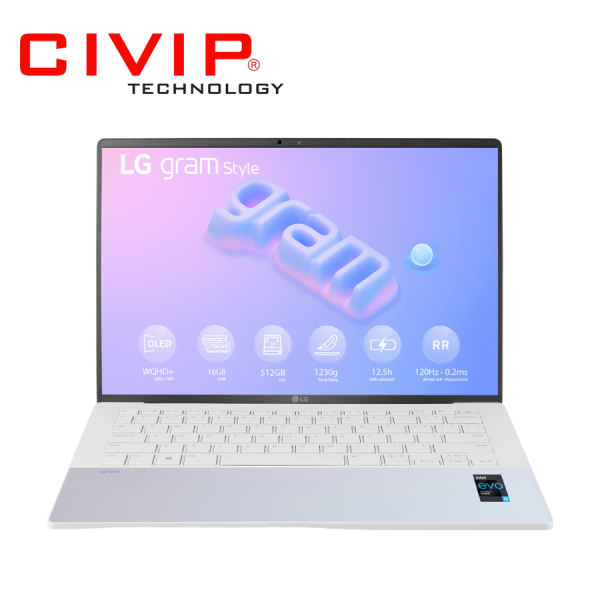 Laptop LG Gram Style 2023 16Z90RS-G.AH54A5 (Core i5-1340P/Ram 16GB/ 512 GB, Intel Iris Xe, Màn hình 16 inch OLED/ WQXGA+/ 90Hz/ Win 11/ White)