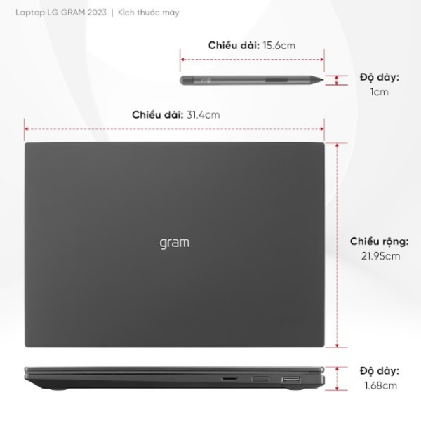 Laptop LG Gram 2 In 1 (2023) 14T90R-G.AH55A5 (Core i5-1340P/ Ram 16GB/ 512 GB/ Intel Iris Xe/ Màn hình 14 inch/ IPS Cảm ứng/ Có bút/  WUXGA / Win 11/ Black)