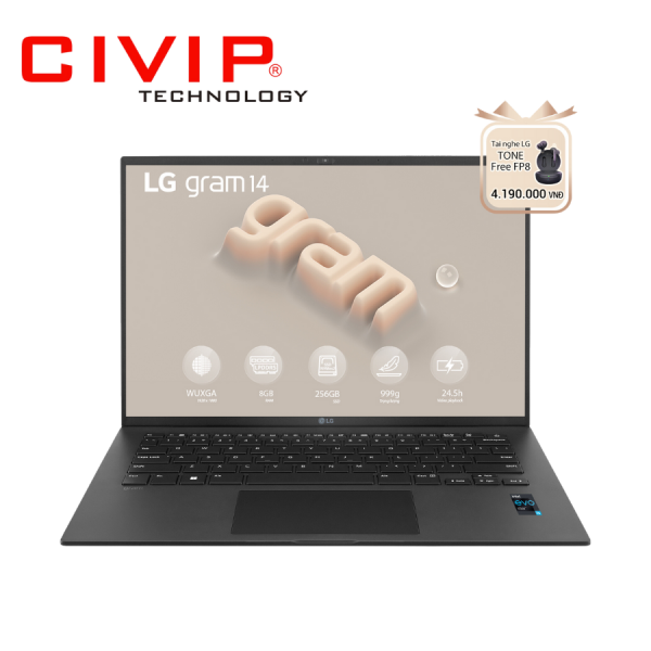 Laptop LG Gram 2023 14Z90R-G.AH75A5 (i7-1360P/Ram 16GB/ 512GB, Intel Iris Xe, Màn hình 14 inch/ WUXGA 1920 x 1200/ Win 11/ Black)