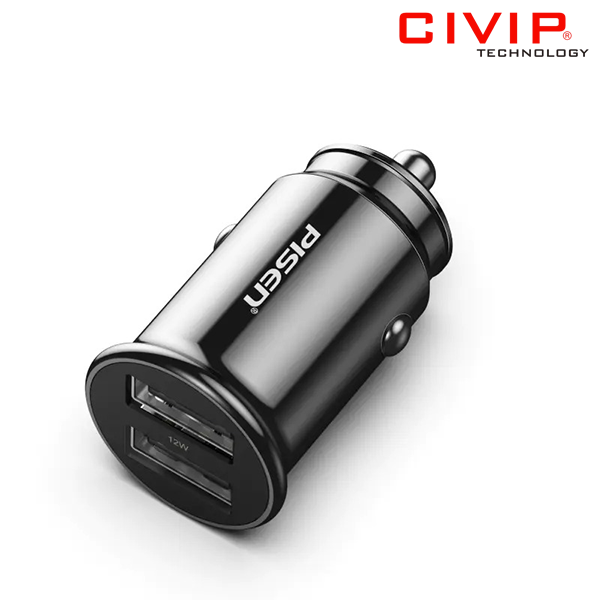 Củ Sạc Ô tô PISEN Dual USB Car 2.4A 12W TS-C139 Đen