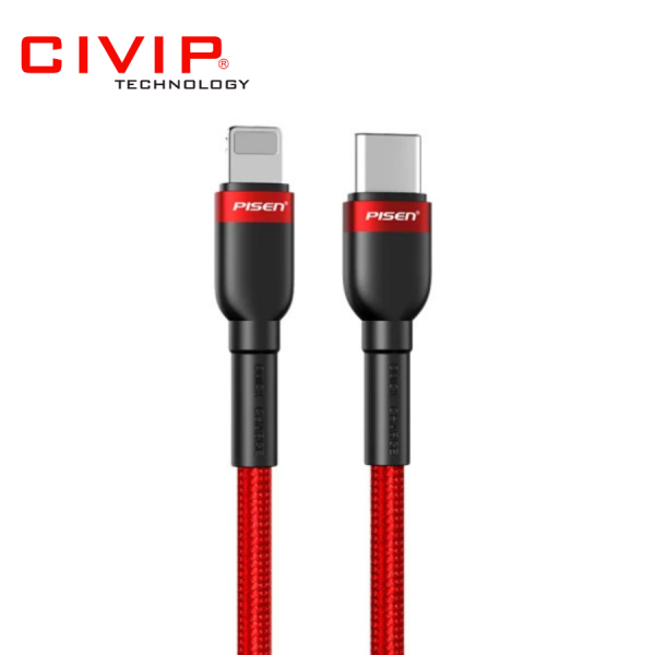 Cáp sạc điện thoại PISEN Quick 3A 1M (Type C to Lightning) braided (XD-CL-PD05-1000) Đỏ