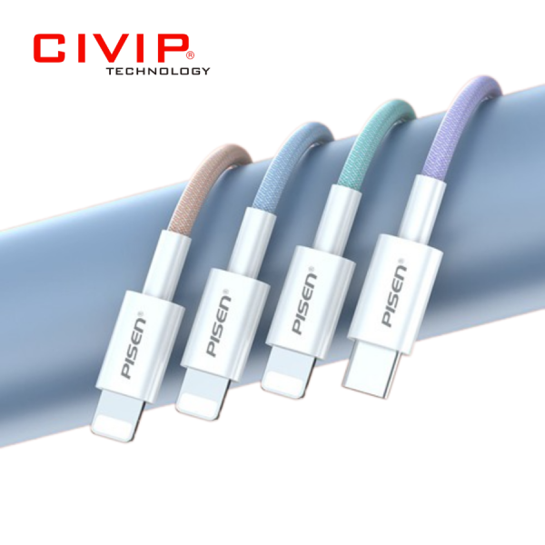 Cáp sạc điện thoại PISEN Quick PD 20W (Type C to Lightning) Colorful (DM-TC10-1000) Hồng