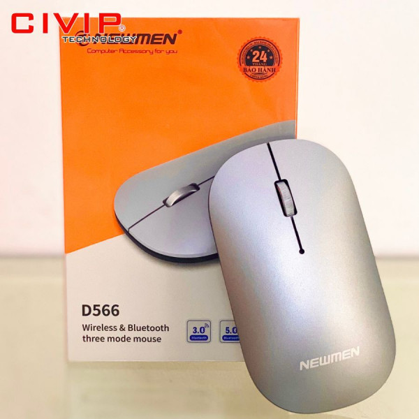 Chuột không dây NEWMEN D566 Dual Mode (2.4Ghz/Bluetooth) Bạc