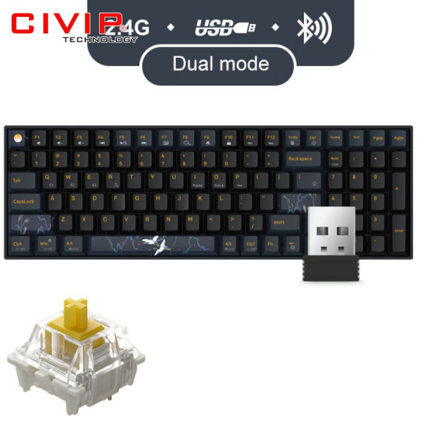 Bàn phím cơ không dây NEWMEN Dual Mode GM1000 (Tiên Hạc - Trăng-Mây) - G-pro Yellow Switch
