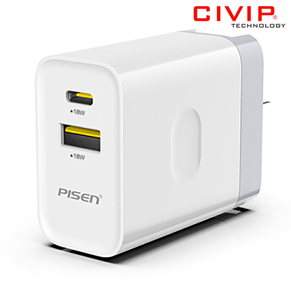 Củ Sạc PISEN Quick Dual Port QP 18W (Travel Fast) (TS-C112) Đen