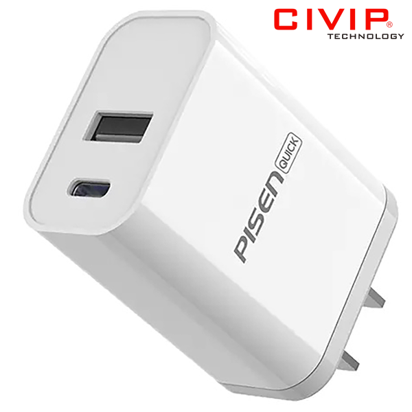 Củ Sạc PISEN Quick Dual Port QP 18W (Travel Fast) (TS-C112) Đen