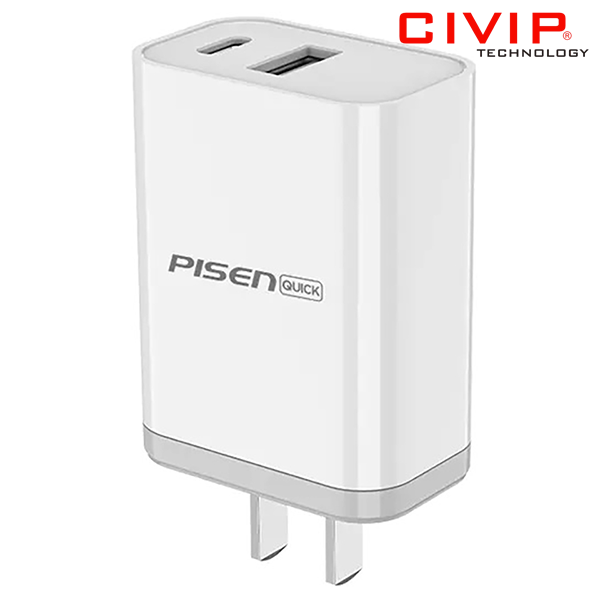 Củ Sạc PISEN Quick Dual Port QP 18W (Travel Fast) (TS-C112) Đen