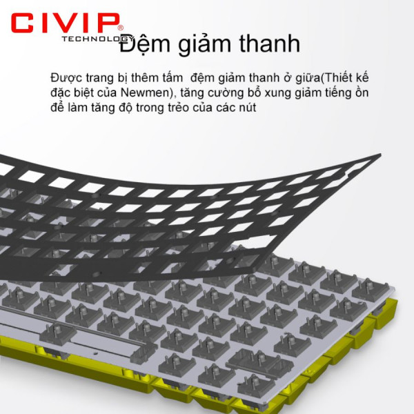 Bàn phím cơ không dây NEWMEN Dual Mode GM680 Jungle - Switch G-Pro Silvery (Bluetooth 5.0/Type C)