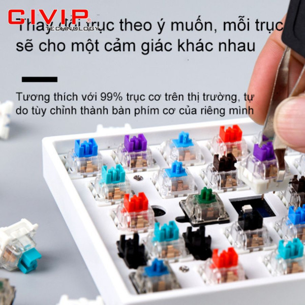 Bàn phím cơ không dây NEWMEN Dual Mode GM680 Jungle - Switch G-Pro Silvery (Bluetooth 5.0/Type C)