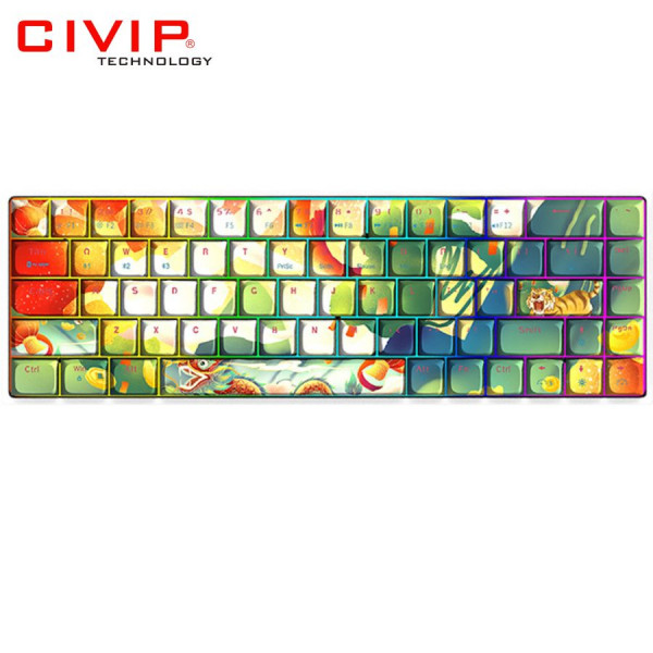 Bàn phím cơ không dây NEWMEN Dual Mode GM680 Jungle - Switch G-Pro Silvery (Bluetooth 5.0/Type C)