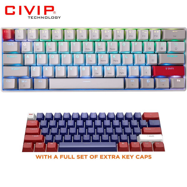 Bàn phím cơ không dây NEWMEN Dual Mode GM610 - Blue Axis (Bluetooth 5.0/Type C 2M/Keycap extra)