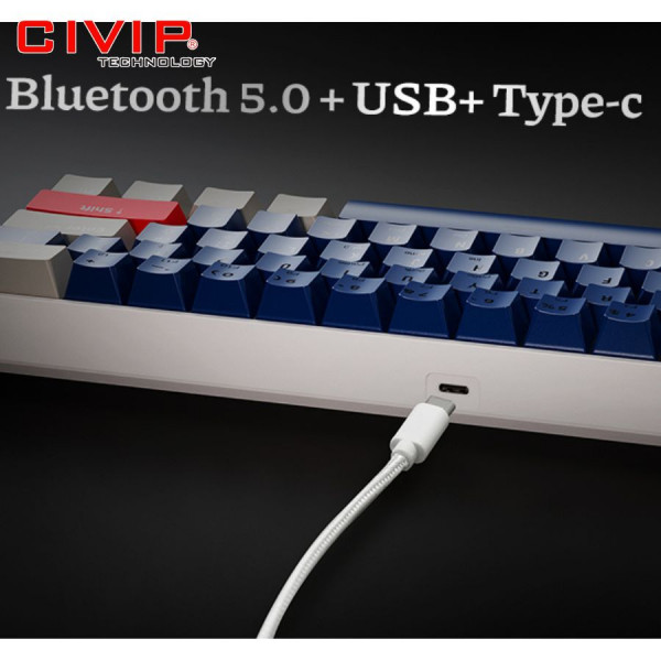 Bàn phím cơ không dây NEWMEN Dual Mode GM610 - Blue Axis (Bluetooth 5.0/Type C 2M/Keycap extra)