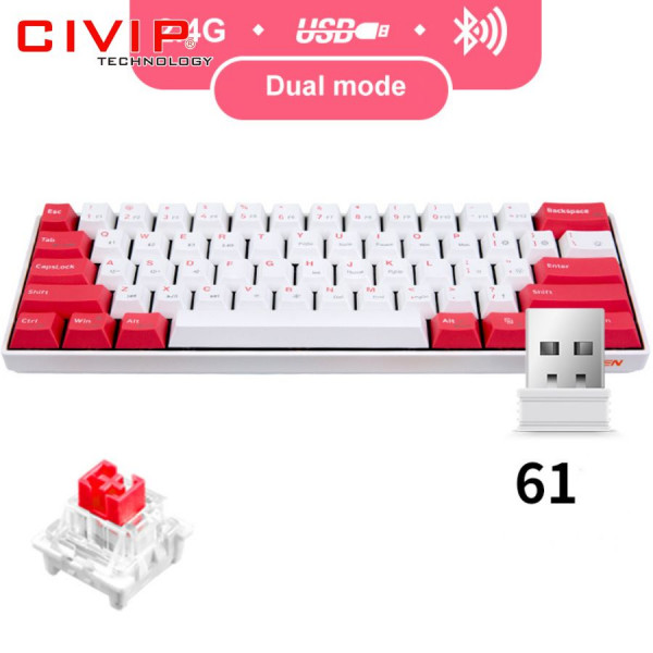 Bàn phím cơ không dây NEWMEN Dual Mode GM610 Pro (Rồng-Hổ) - Red Switch