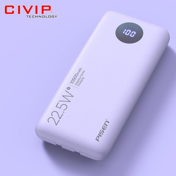 Sạc dự phòng PISEN Quick PowerFo 10500mAh 22.5W KC-DY08 Tím