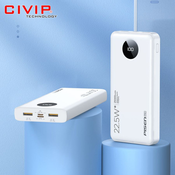 Sạc dự phòng PISEN Pro PowerU 21000mAh 22.5W TS-D301 Trắng