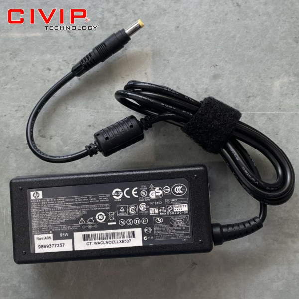 Sạc laptop HP 18.5V-3.5A đầu vàng lớn - 65W